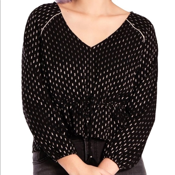 Amuse Society top size S black puffed sleeves gorpore dark academia - Picture 1 of 8